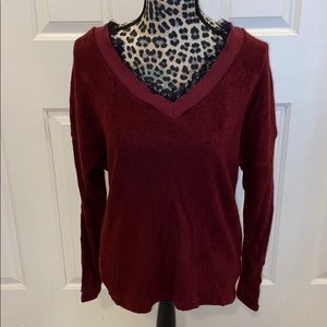V-neck lace sweater